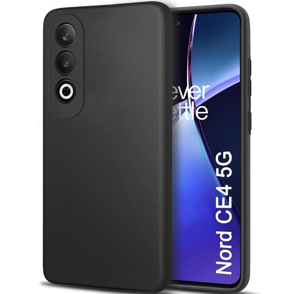 Back Cover Case for OnePlus Nord CE 4 5G | Slim Fit Protective Design | Ultra Matte Finish | Camera Protection Bump | (Silicone, Black)