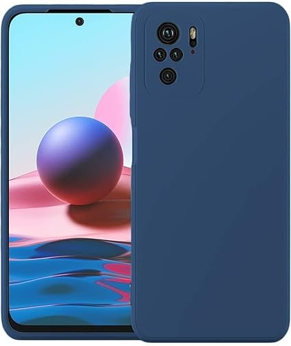 Silicone Back Case Cover Compatible with Mi Redmi Note 10/Note 10S Case Cover | Microfiber Inside | Raised Lip Protection | Colour Blue