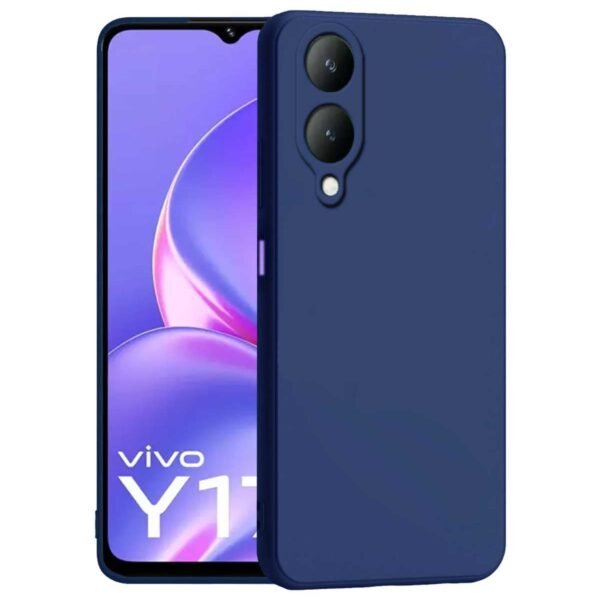 Silicon Liquid Back Case Cover Compatible for Vivo Y28 5G / Vivo Y17s (Blue)