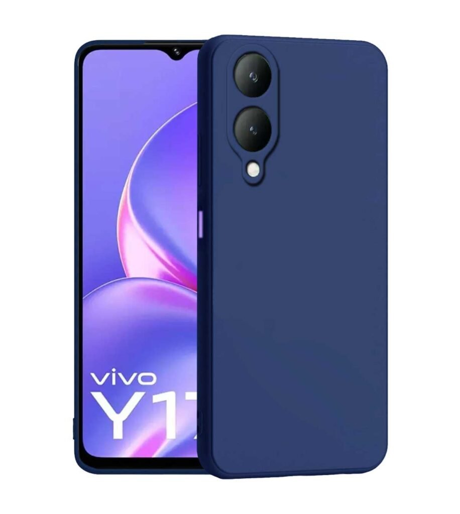 Silicon Liquid Back Case Cover Compatible for Vivo Y28 5G / Vivo Y17s (Blue)