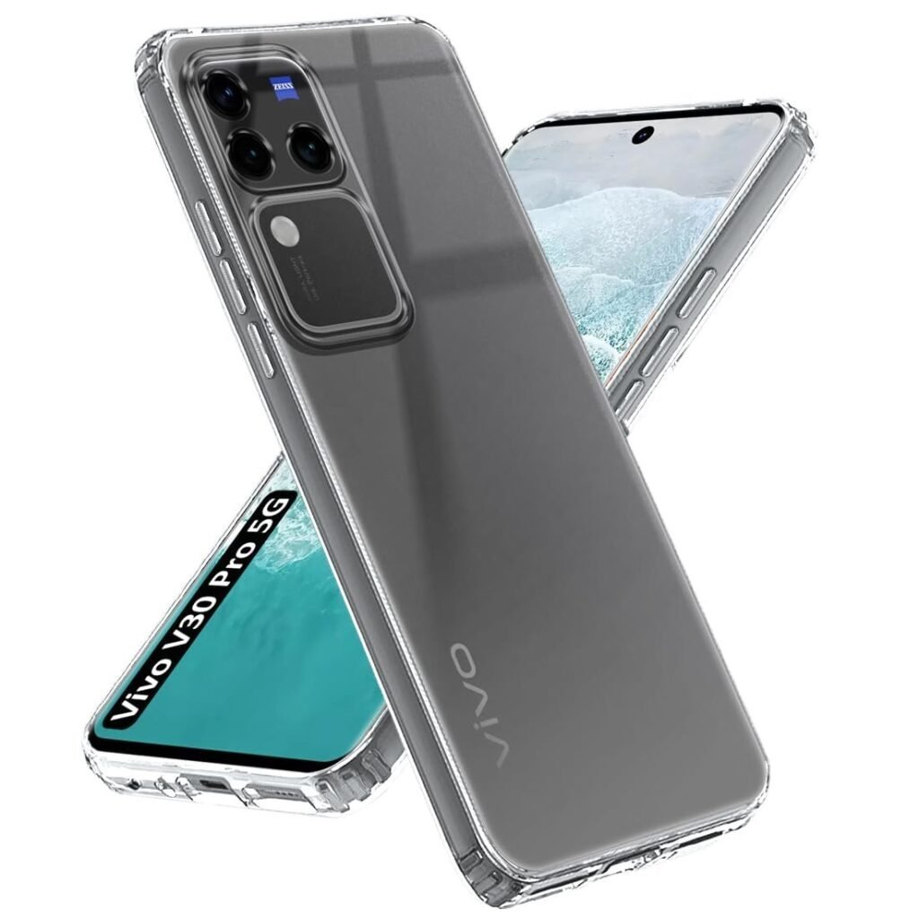 Shockproof Back Cover for Vivo V30 Pro 5G | Raised Bumps for Camera & Screen Protection | Ultra Clear Soft Silicone