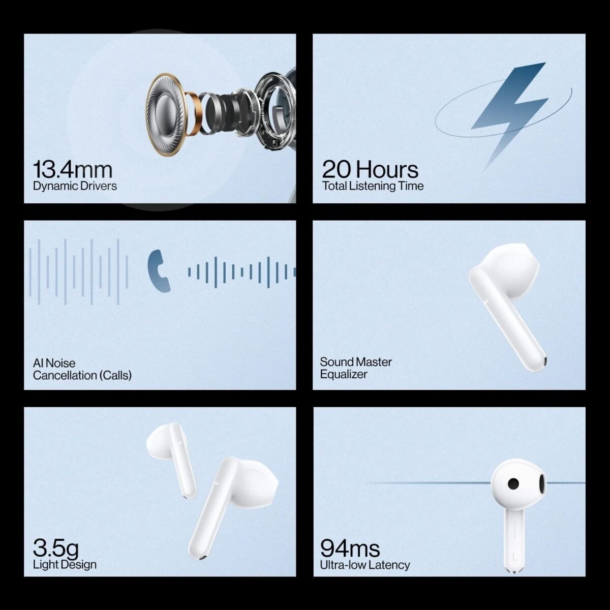 OnePlus Nord Buds CE Bluetooth Truly Wireless in Ear TWS Buds (White)