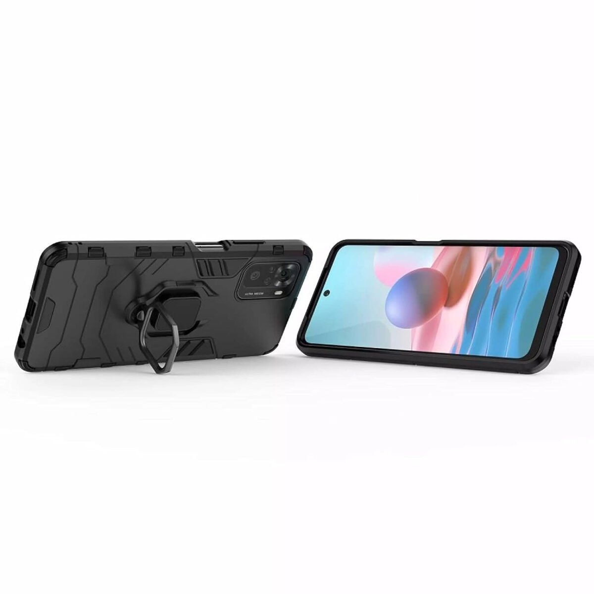 Redmi Note 10 / Redmi Note 10S / Redmi Note 11 SE Back cover | Dual Layer Armor Defender Full Body Protective + PC Hybrid Kickstand Back Case