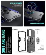 Shock Proof Back Case Mobile Cover for Vivo Y200e 5G | Vivo T3 5G | Back Cover Case (   Armor | Hybrid PC + TPU | Ring Holder & in-Built Kickstand | Black)