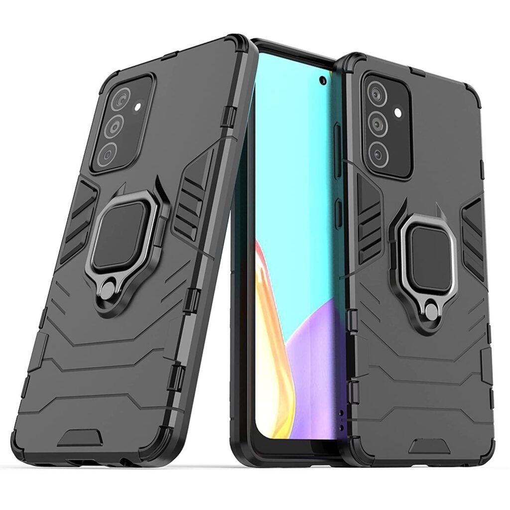 Samsung Galaxy F13 / Galaxy M13 Back Cover | Dual Layer Armor Defender Full Body Protective + PC Hybrid Kickstand Back Case (Black) D5