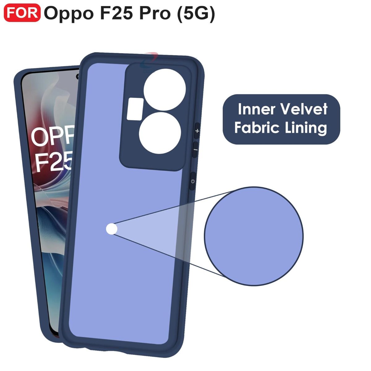 Oppo F25 Pro (5G) Back Cover | Camera Bump Protection & Inner Velvet Fabric Lining | Ultra Slim Matte Soft Rubberised Case Cover (Blue)