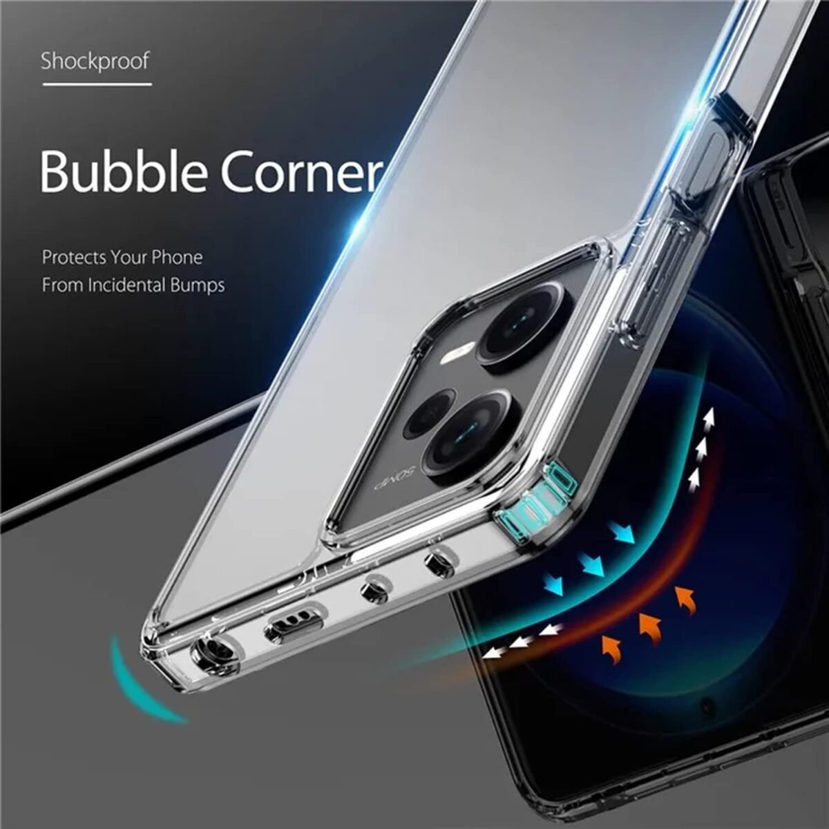 Shield Clear Acrylic Back Shock Proof Case Cover for Redmi Note 12 Pro (Transparent)