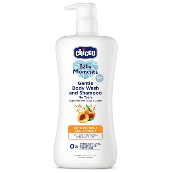 Chicco Baby Moments Gentle Body Wash and Shampoo for Tear-Free Bath time, Suitable for Baby’s Gentle Skin and Soft Hair, No