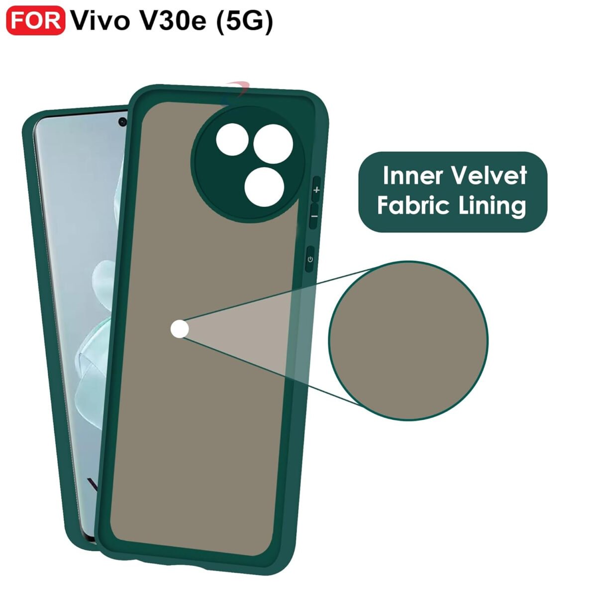 Vivo V30e (5G) Back Cover | Camera Bump Protection | Ultra Slim Matte Soft Rubberised Case Cover (Green)