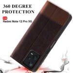 Back Cover Case for Mi Redmi Note 12 PRO 5G | Dual-Color Leather Finish | Inbuilt Stand & Pockets | Wallet Style Flip Back Case Cover (Brown & Coffee)