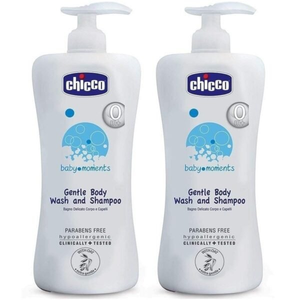 Chicco Gentle Body Wash and Shampoo 500ml, Pack of 2 (1000ml Total)