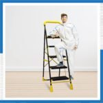 KRY The Next Trend 5 Step Heavy Duty Alloy Steel Foldable Step Ladder with Anti Skid Shoes and Extra Strong Wide Steps (YellowKRY