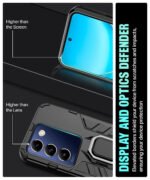 Shock Proof Back Case Mobile Cover for Vivo Y200e 5G | Vivo T3 5G | Back Cover Case (   Armor | Hybrid PC + TPU | Ring Holder & in-Built Kickstand | Black)