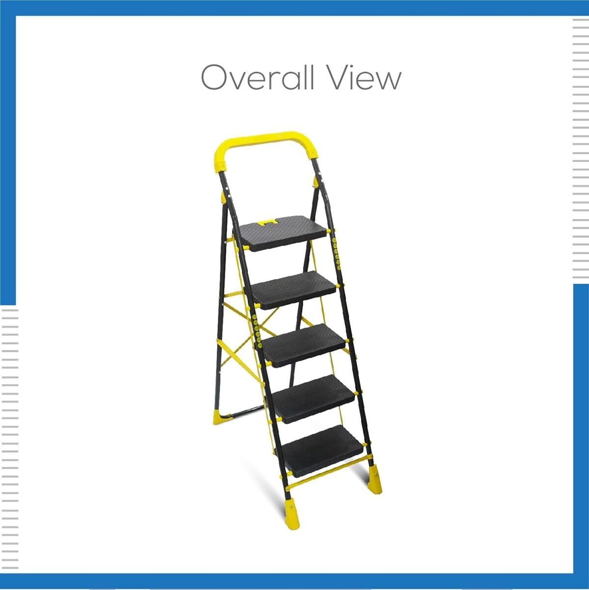 KRY The Next Trend 5 Step Heavy Duty Alloy Steel Foldable Step Ladder with Anti Skid Shoes and Extra Strong Wide Steps (YellowKRY