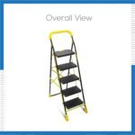 KRY The Next Trend 5 Step Heavy Duty Alloy Steel Foldable Step Ladder with Anti Skid Shoes and Extra Strong Wide Steps (YellowKRY