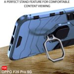 Armor Bumper Back Case Cover for Oppo F25 Pro 5G | Ring Holder & Kickstand in-Built | 360 Degree Protection Back Case (PC & TPU, Greyish Blue)