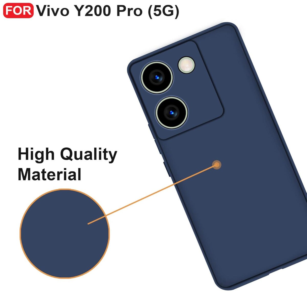 Vivo Y200 Pro (5G) Back Cover | Camera Bump Protection & Inner Velvet Fabric Lining | Ultra Slim Matte Soft Rubberised Case (Blue)