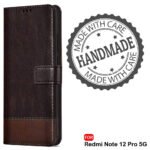 Back Cover Case for Mi Redmi Note 12 PRO 5G | Dual-Color Leather Finish | Inbuilt Stand & Pockets | Wallet Style Flip Back Case Cover (Brown & Coffee)