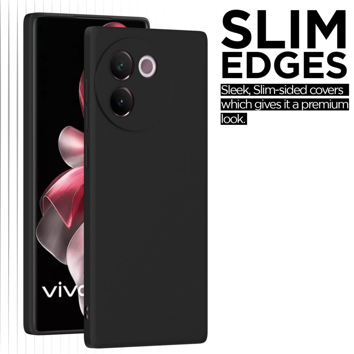 Vivo V30e 5G Back Cover Camera Protection Shockproof Soft Matte Silicone Back Case for Vivo V30e 5G (Black)