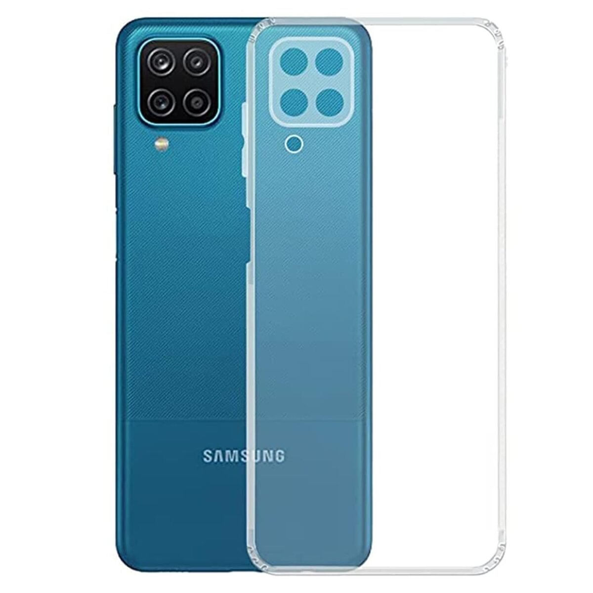 Mobile Cover for Samsung Galaxy M12 / A12 / F12 (Soft & Shockproof Back Case with inbuilt Cushioned