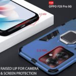 Armor Bumper Back Case Cover for Oppo F25 Pro 5G | Ring Holder & Kickstand in-Built | 360 Degree Protection Back Case (PC & TPU, Greyish Blue)