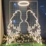 OMI Colours Beautiful Led Neon Wings Light Decor, feathers Wing Light Design for Wall Decoration, Selfie Booth | Big Large