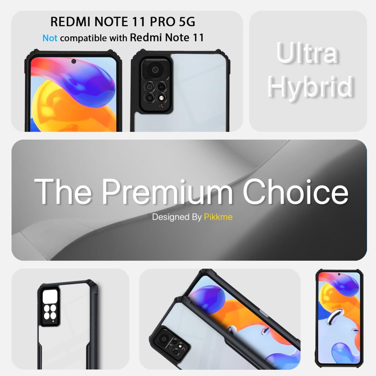 Redmi Note 11 Pro/Note 11 Pro Plus 5G Back Cover | Crystal Clear Transparent Back | Ultra Hybrid | Full Camera Protection | Transparent Back