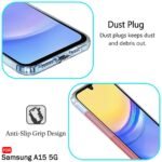 Back Cover Soft Case for Samsung Galaxy A15 5G | Best Camera Protection | Inbuilt Dust Plugs & Anti-Slip Grip | (Transparent)