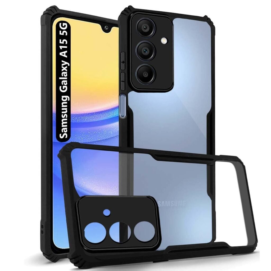 Samsung Galaxy A15 5G | Total Camera Protection | Shockproof Design | tra-Hybrid Crystal Clear Back Cover Case | (Transparent)