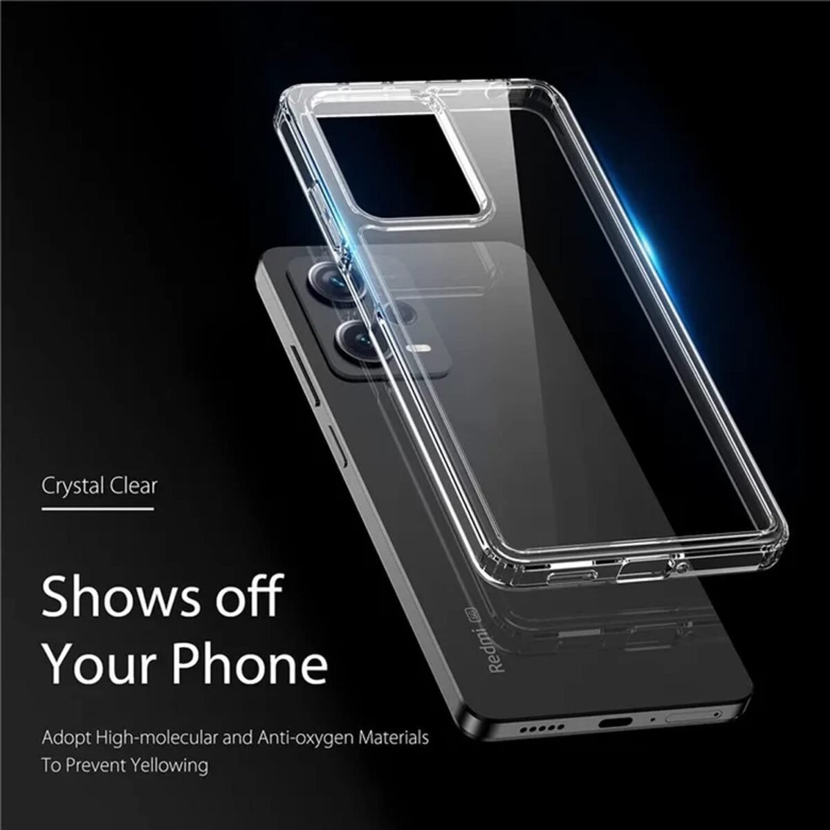 Shield Clear Acrylic Back Shock Proof Case Cover for Redmi Note 12 Pro (Transparent)