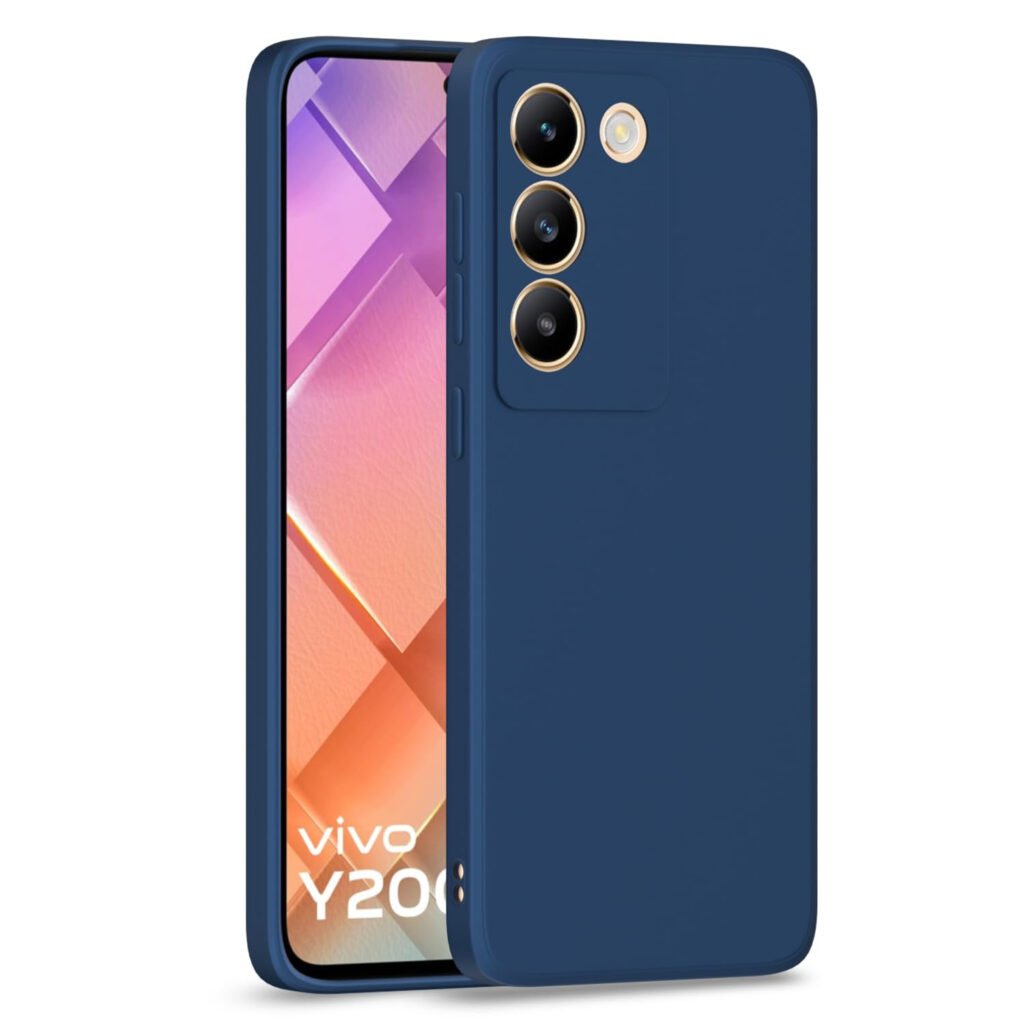 Vivo T3 5G / Vivo Y200e 5G Back Cover Camera Protection Shockproof Soft Matte Silicone Back Case (Blue)