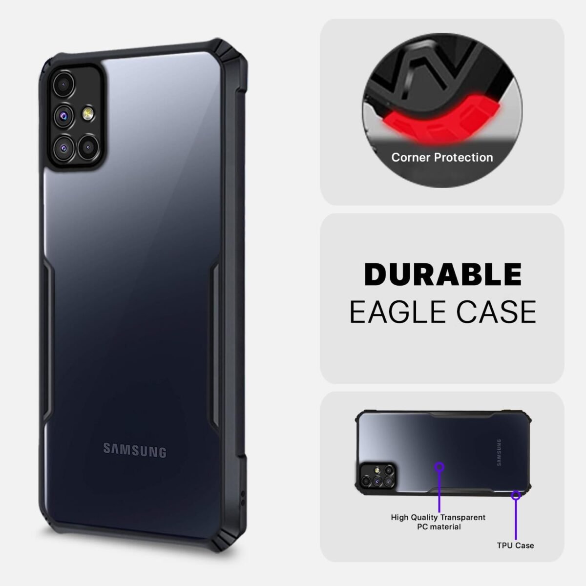 Samsung Galaxy A50 Shockproof Back Cover Clear Transparent Cases