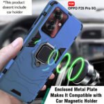 Armor Bumper Back Case Cover for Oppo F25 Pro 5G | Ring Holder & Kickstand in-Built | 360 Degree Protection Back Case (PC & TPU, Greyish Blue)