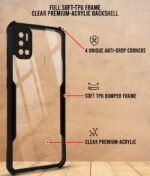 Back Cover Case for Tecno Spark 6 Air (Crystal Glass Back | Camera Protection | Shockproof Bumpers | Professional Black)