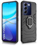 Shock Proof Back Case Mobile Cover for Vivo Y200e 5G | Vivo T3 5G | Back Cover Case (   Armor | Hybrid PC + TPU | Ring Holder & in-Built Kickstand | Black)