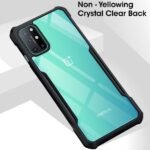 Back Cover Case for OnePlus 8T (Shockproof | Hybrid TPU & PC | Transparent | Black Bumper)