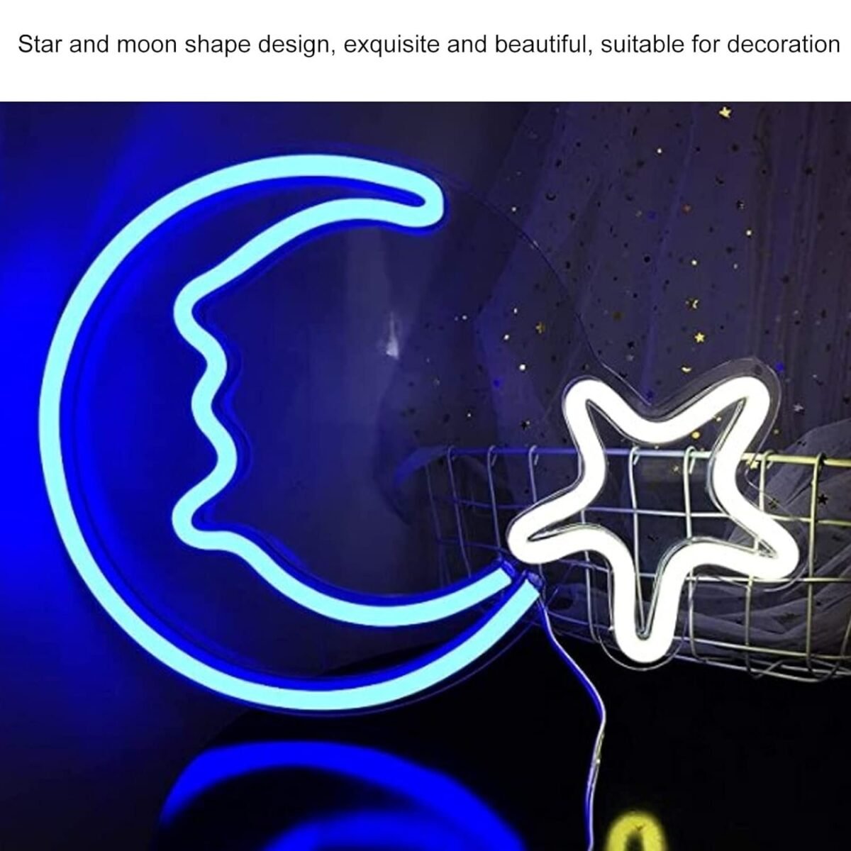 OMI Decorative Light, LED Neon Sign Moon Star Pattern for Pavilion for Home for Entrance Hall for Office'||