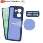 Vivo Y200 Pro (5G) Back Cover | Camera Bump Protection & Inner Velvet Fabric Lining | Ultra Slim Matte Soft Rubberised Case (Blue)