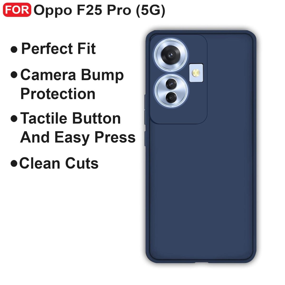 Oppo F25 Pro (5G) Back Cover | Camera Bump Protection & Inner Velvet Fabric Lining | Ultra Slim Matte Soft Rubberised Case Cover (Blue)