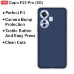 Oppo F25 Pro (5G) Back Cover | Camera Bump Protection & Inner Velvet Fabric Lining | Ultra Slim Matte Soft Rubberised Case Cover (Blue)