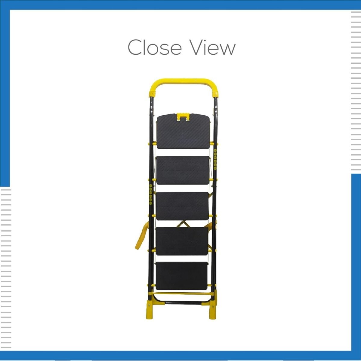 KRY The Next Trend 5 Step Heavy Duty Alloy Steel Foldable Step Ladder with Anti Skid Shoes and Extra Strong Wide Steps (YellowKRY