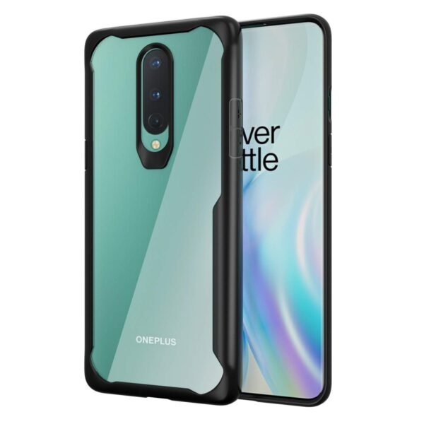 Rubber Transparent Shock Proof Hybrid Back Cover Case For Oneplus 8-Charcoal Black