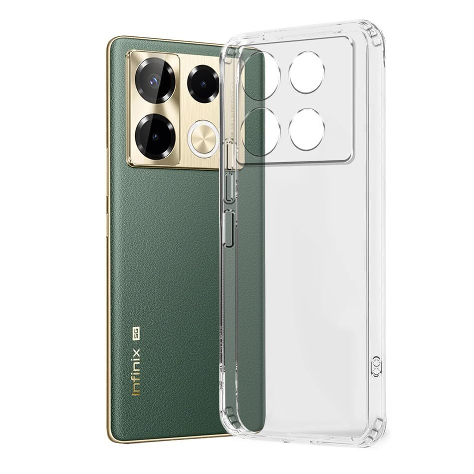 Shockproof Crystal Clear Back Cover Case for Infinix Note 40 Pro 5G | Raised Bumps for Camera & Screen Protection | (Transparent)  