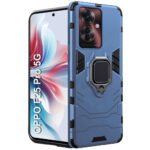 Armor Bumper Back Case Cover for Oppo F25 Pro 5G | Ring Holder & Kickstand in-Built | 360 Degree Protection Back Case (PC & TPU, Greyish Blue)