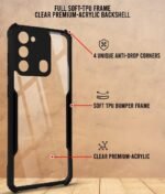 Back Cover Case for Tecno Spark 9 (Crystal Glass Back | Camera Protection | Shockproof Bumpers | Professional Black)