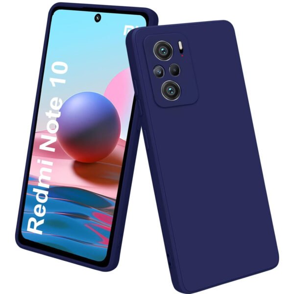 Silicone Back Case Cover Compatible with Mi Redmi Note 10/Note 10S Case Cover | Microfiber Inside | Raised Lip Protection | Colour Blue