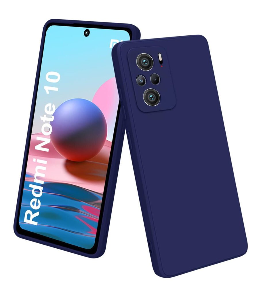 Silicone Back Case Cover Compatible with Mi Redmi Note 10/Note 10S Case Cover | Microfiber Inside | Raised Lip Protection | Colour Blue