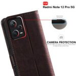 Back Cover Case for Mi Redmi Note 12 PRO 5G | Dual-Color Leather Finish | Inbuilt Stand & Pockets | Wallet Style Flip Back Case Cover (Brown & Coffee)