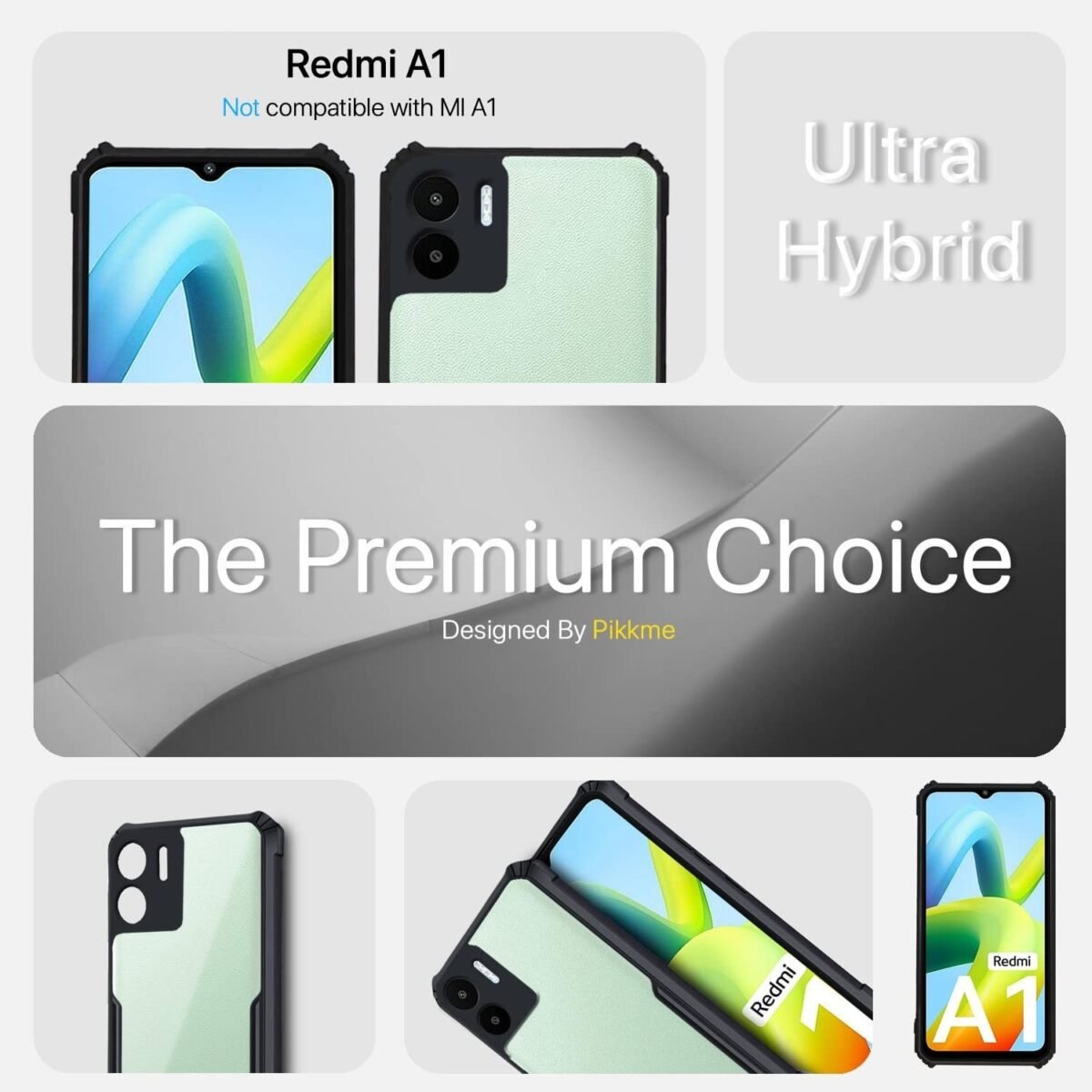 Redmi A1 | Redmi A2 Back Cover | Crystal Clear Transparent Back | Ultra Hyrbid | Full Camera Protection | Raised Edge |