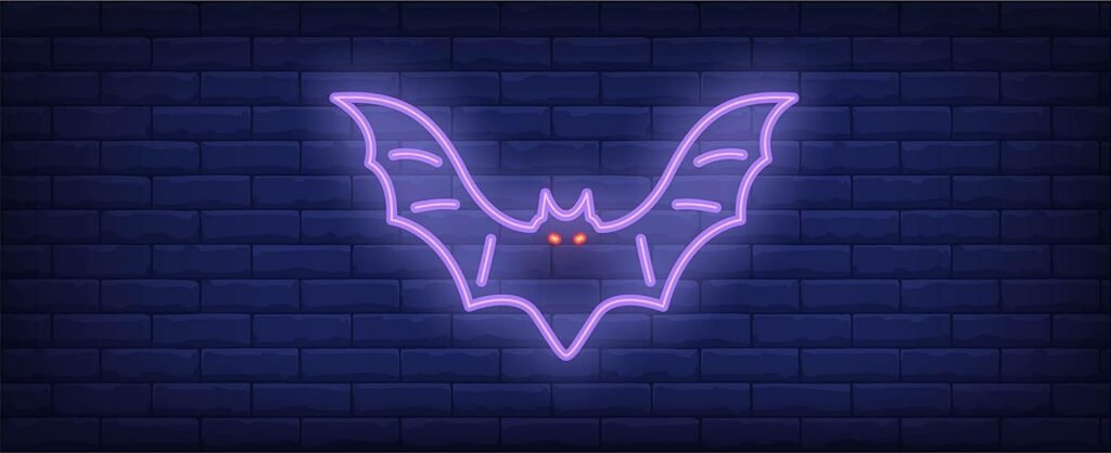 OMI Home and Décor Designer Neon LED Signage Wall Light Hanging Decoration for Kids Room, Living Room, Special Occasion and Holidays 12V Power Supply - Bat 18" x 12"
